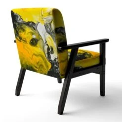 Designart "Yellow, White And Black Marbled Acrylic" Upholstered Modern Accent Chair - Arm Chair - Arm Chair -Baxton Acme Shop b6feb180 ce4f 4050 ac23 5683bd0c4461