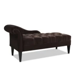 Harrison Tufted Roll Arm Chaise Lounge - Jet Black Woven -Baxton Acme Shop b70869e2 05ed 4ec3 b541 8cfc2bc698fe