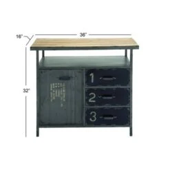 Gray Metal Industrial Cabinet With Numbers And Text - 17"W X 36"L X 32"H - Grey - Square -Baxton Acme Shop b765420e f195 44ab 8903 2b1d6e3f9c95