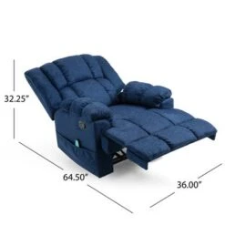 Coosa Indoor Pillow Tufted Massage Recliner By Christopher Knight Home - Black + Navy Blue -Baxton Acme Shop b7871b51 e3fe 4c78 95da 95dbcc4b068b