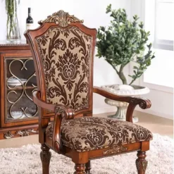 Traditional Brown Cherry Arm Chair (2/CTN)