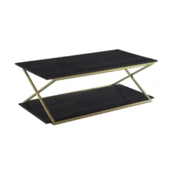 Westlake Dark Brown Veneer Coffee Table With Brushed Gold Legs