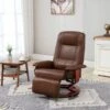 HomCom Faux Leather Adjustable Manual Swivel Base Recliner Chair With Comfortable And Relaxing Footrest - Brown