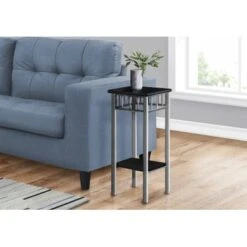 Accent Table/ Side/ End/ Plant Stand/ Square/ Living Room/ Bedroom/ Metal/ Laminate/ Black/ Grey/ Transitional