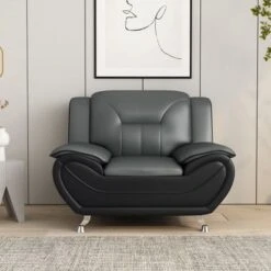 William Street 47.3" Faux Leather Upholstered Club Chair - Red/Black -Baxton Acme Shop b91ceeae 6309 4994 aef9 096970e056f8