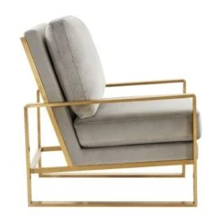 LeisureMod Jefferson Modern Velvet Accent Armchair With Gold Base - Beige -Baxton Acme Shop b9b98f2d c480 4e2c a015 b8afbf7a7326