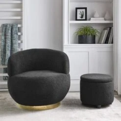 Swivel Barrel Chair With Storage Ottoman - Grey 24 Swivel Barrel Chair With Storage Ottoman - Grey -Baxton Acme Shop b9e0387f 46e1 47c5 9a5a efecce9108ef