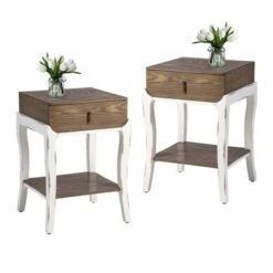 COSIEST Nightstands With 1-Drawer And Storage Shelf - Black-silver-2PCS -Baxton Acme Shop bacbf303 c291 4df2 8169 6c0516168f10