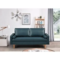 Rumaisa 2 Piece Faux Leather Foam Living Room Set - Dark Ocean Blue -Baxton Acme Shop baea9756 4d90 4742 a280 d1defb1c58db