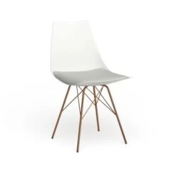 Carson Carrington Huskvarna Faux Leather Mid-century Bucket Chair With Gold Chrome Base - White