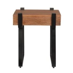 ExBrite Solid Wood End Table Side Table Metal Legs With Total Side 4" - Wood -Baxton Acme Shop bb4dba7d 97a5 4b8a 8cbb a72c134e5ac1