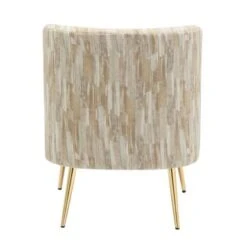 Silver Orchid Harding Slipper Chair - Light Brown/Gold Metal -Baxton Acme Shop bc109bac 770c 49cd 91f1 4a39b0e32c86