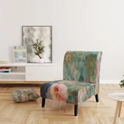 Designart "Flower Shower III" Upholstered Farmhouse Accent Chair - Arm Chair - Arm Chair -Baxton Acme Shop bc1a6c30 ef19 4b19 ab00 f88df4dc3539