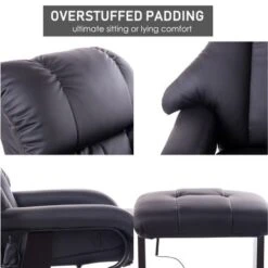 HOMCOM Recliner With Ottoman Footrest, Recliner Chair With Vibration Massage, Faux Leather And Swivel Wood Base For Living Room - Beige -Baxton Acme Shop bc584594 a121 4afa bbd5 eb3b43700de7