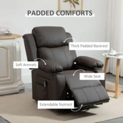 HOMCOM Living Room Power Lift Chair, PU Leather Electric Recliner Sofa Chair For Elderly With Remote Control - Brown -Baxton Acme Shop bd06e170 002f 4cca a9b8 ab422f91b1b8