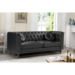Fogg Rolled Arm Sofa - Black