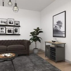 Gray Metal Industrial Cabinet With Numbers And Text - 17"W X 36"L X 32"H - Grey - Square -Baxton Acme Shop bed4fb13 defa 425e b8c0 f46ab9d8a9f3