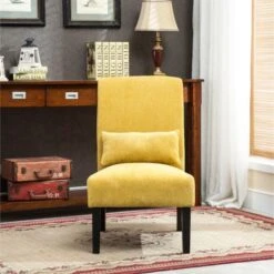 Porch & Den Vista Armless Chenille Accent Chair W/ Kidney Pillow - Red -Baxton Acme Shop c0db0c85 4c86 455a 97ca 26610db1c69c
