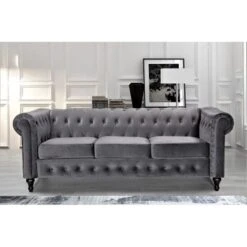 Brooks Classic Chesterfield 2-Piece Living Room Set-Loveseat & Sofa - Black -Baxton Acme Shop c15e7a45 f4c6 435a 85be 249383ce5017