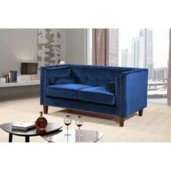 Kittleson 60'' Velvet Tuxedo Arm Loveseat - Grey 40 Kittleson 60'' Velvet Tuxedo Arm Loveseat - Grey -Baxton Acme Shop c1ae9a04 8d59 43ac 866b b5ec565ea6bf