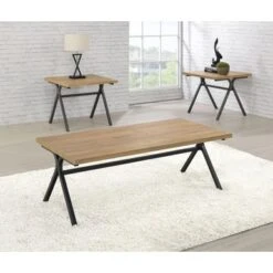3-piece Trestle Occasional Table Set Golden Oak And Gunmetal 7 3-piece Trestle Occasional Table Set Golden Oak And Gunmetal -Baxton Acme Shop c1c69a20 e746 4480 a3e8 18475026fa96