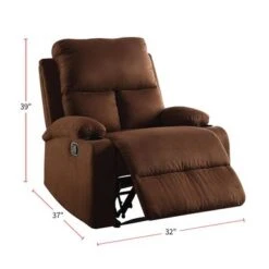 Velvet Upholstered Recliner With Armrest - Chocolate -Baxton Acme Shop c1d5febb cb8a 4327 81f7 a67f3ace1027