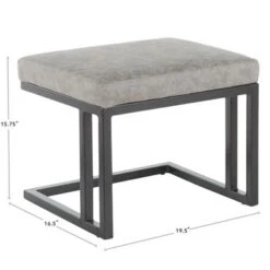 Roman Industrial Faux Leather Lounge Chair & Ottoman Set - N/A - Grey -Baxton Acme Shop c285dadb e40f 46aa baec 935651198c29