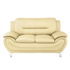 Sanuel 61.3" Faux Leather Pillow Top Arm Loveseat - Grey -Baxton Acme Shop c2910aec 4648 4c85 90ea 3e240c0b450e