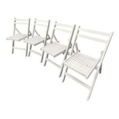 Nestfair White Slatted Wood Folding Chair(Set Of 4) - White -Baxton Acme Shop c2ab7900 6872 4a85 966a f4d5e3f19857