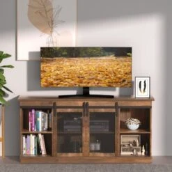 TV Stand 2 -shelf For TVs 32'' Up To 65'',Barn Door,Adjustable Shelf,Larger Storage Space - Espresso 40 TV Stand 2 -shelf For TVs 32'' Up To 65'',Barn Door,Adjustable Shelf,Larger Storage Space - Espresso -Baxton Acme Shop c2f56cb9 3415 470c a633 0d1692181f4f