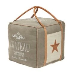 Fabric Rustic Pouf Paris 17 X 21 X 21 - Grey -Baxton Acme Shop c312a10c 1300 41e1 9a9a 5907bed054a0