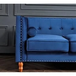 Kittleson 60'' Velvet Tuxedo Arm Loveseat - Ivory -Baxton Acme Shop c366e607 0b31 4655 845d d624e9b65edb