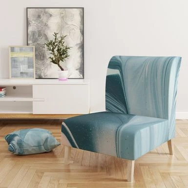 Designart "Blue Modern Water I" Upholstered Modern Accent Chair - Arm Chair - Side Chair 4 Designart "Blue Modern Water I" Upholstered Modern Accent Chair - Arm Chair - Side Chair - Image 2