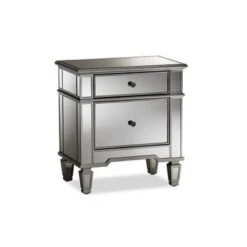 Urban Designs Sussie Hollywood Glamour Style Mirrored 2-Drawer Nightstand