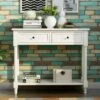 Daisy Series Console Table Traditional Design With Two Drawers And Bottom Shelf Acacia Mangium - Ivory -Baxton Acme Shop c60d4508 2d1b 48e4 87dc d20cdde45c98