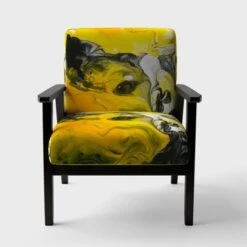 Designart "Yellow, White And Black Marbled Acrylic" Upholstered Modern Accent Chair - Arm Chair - Arm Chair -Baxton Acme Shop c6828bc9 9330 486e 968c 3c888d989f68