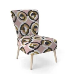 Designart "Abstract Geometric Circular Retro I" Upholstered Mid-Century Accent Chair - Arm Chair - Slipper Chair -Baxton Acme Shop c6866f69 147d 49f3 9f89 f9cdb0625659