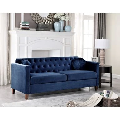 US Pride Lory Velvet Kitts Classic Chesterfield Living Room Set-Loveseat And Sofa - Black 6 US Pride Lory Velvet Kitts Classic Chesterfield Living Room Set-Loveseat And Sofa - Black - Image 4