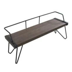 Stefani Industrial Dining/ Entryway Bench - Stefani Bench In Antique Metal/Walnut Wood -Baxton Acme Shop c70fa662 278c 4de8 99c4 3d0b174f409a