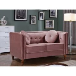 Roberta Velvet 3-Piece Set-Loveseat Sofa & Chair - Rose -Baxton Acme Shop c72e3f7d 53de 4b2e b84c 3bd2a382a2e3