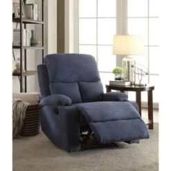 Casual And Contemporary Recliner (Motion) In Blue Velvet - Blue -Baxton Acme Shop c7e75937 5667 4fb0 a52f 2f0efb5bbb34