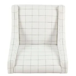 HomePop Modern Swoop Arm Accent Chair - White Windowpane - White -Baxton Acme Shop c8d49e29 4b18 4033 bdc6 770f4784825c