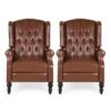 Walter Tufted Bonded Leather Recliner (Set Of 2) By Christopher Knight Home - Cognac Brown