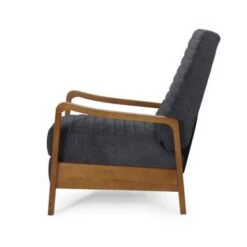 Munro Channel Stitch Pushback Recliner By Christopher Knight Home - Teak + Navy Blue -Baxton Acme Shop c91e3a12 cf93 479c bffc 8dd8ffbedd96