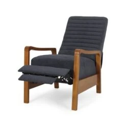 Munro Channel Stitch Pushback Recliner By Christopher Knight Home - Teak + Navy Blue -Baxton Acme Shop c93f1bee 62e4 49ad 8187 ac0c85651c1d