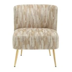 Silver Orchid Harding Slipper Chair - Light Brown/Gold Metal