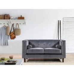 Kittleson 60'' Velvet Tuxedo Arm Loveseat - Grey 26 Kittleson 60'' Velvet Tuxedo Arm Loveseat - Grey -Baxton Acme Shop c9a4a575 9eca 4d0e 8db8 6cdf7011c55b