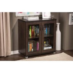 Baxton Studio Zentra Modern And Contemporary Dark Brown Sideboard Storage Cabinet With Glass Doors - Brown -Baxton Acme Shop cafcfc8c cf9f 4742 9fdb f4fd3b373d03