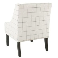 HomePop Modern Swoop Arm Accent Chair - White Windowpane - White -Baxton Acme Shop cb2905e2 7f5e 46f6 b4bc df506f2ba4c7
