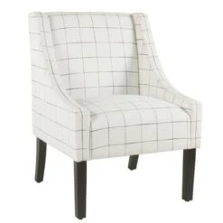 HomePop Modern Swoop Arm Accent Chair - White Windowpane - White -Baxton Acme Shop cb634181 1ad9 4c9b 9d2d 46737d1dc0e1